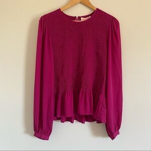 LEYDEN Balloon Sleeve Smocked Blouse